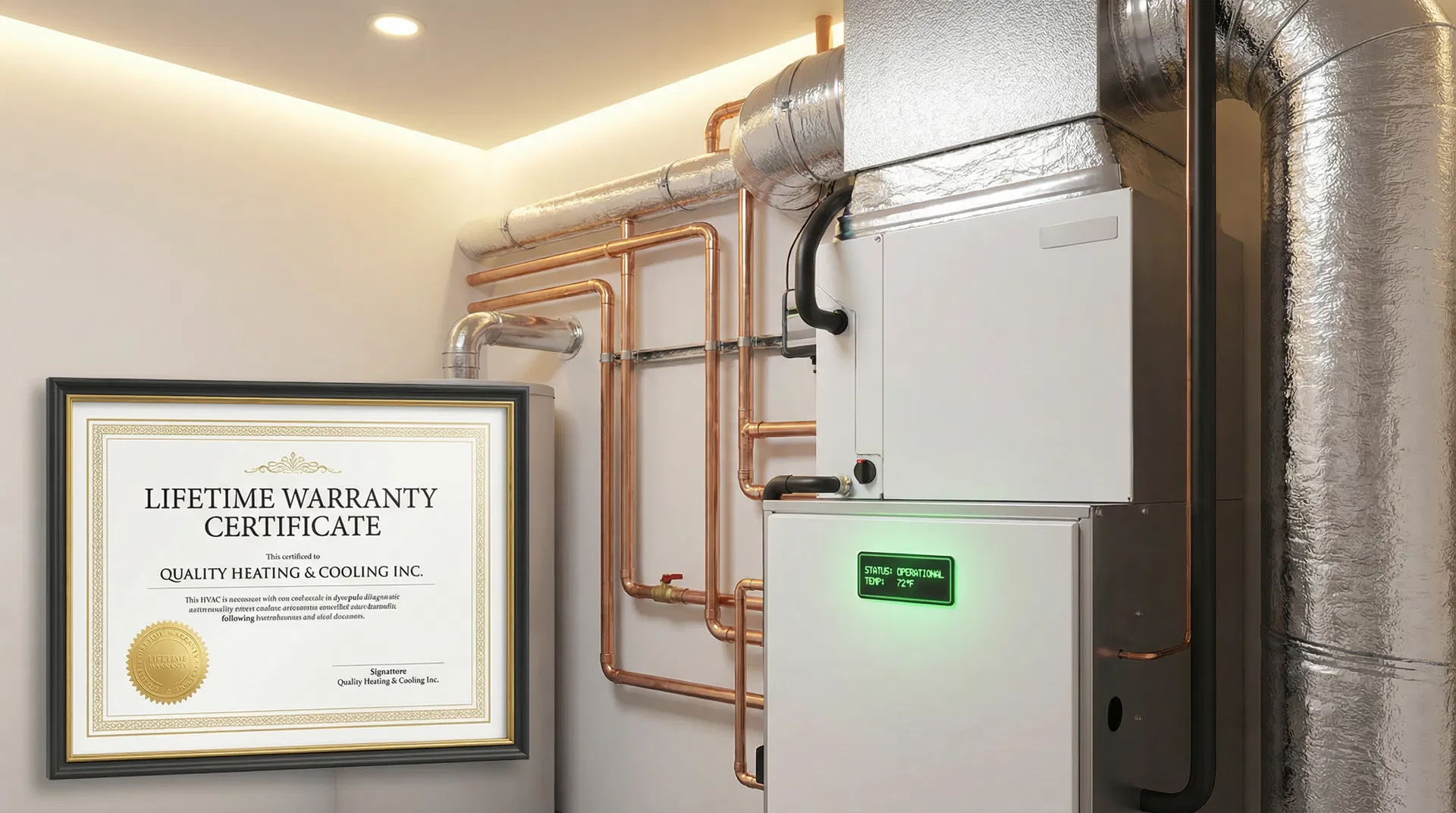 HVAC system with warranty certificate